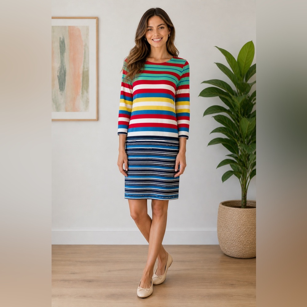 Tommy Hilfiger Vibrant Striped Dress Size Large